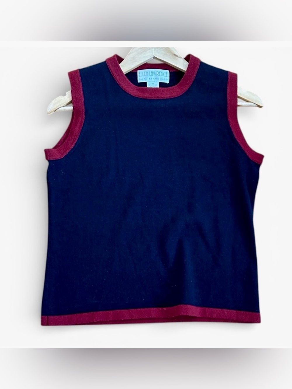 Navy Red Trim Preppy Sweater Vest
